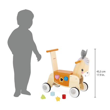Porteur en bois âne avec boîte à formes Orange 4 - vertbaudet enfant 