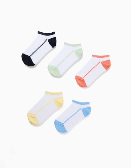 Garçon-5 paires de socquettes avec détails contrastés