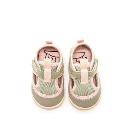 Sandales filles synthétique fermeture adhésive barefoot Khaki+Sand 2 - vertbaudet enfant 