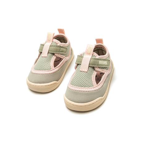 Sandales filles synthétique fermeture adhésive barefoot Khaki+Sand 6 - vertbaudet enfant 