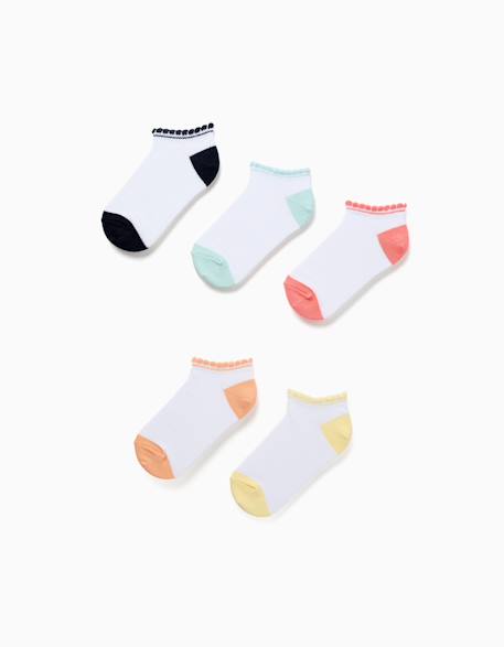 Fille-5 paires de socquettes à tiges ondulées