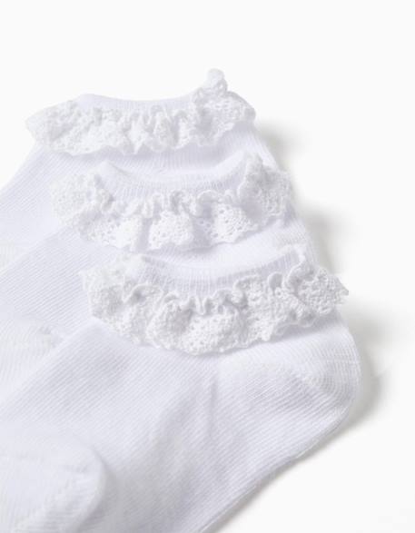 Lot de 3 paires de socquettes avec détail en dentelle Blanc 2 - vertbaudet enfant 