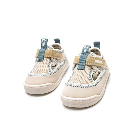Sandales filles synthétique fermeture adhésive barefoot Khaki+Sand 12 - vertbaudet enfant 