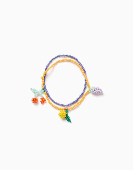 Fille-Accessoires-Lot de 2 bracelets perlés avec pendentifs en forme de fruits
