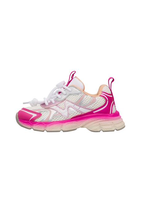 Baskets en cuir et tissu wave. Fuchsia-blanc-rose 3 - vertbaudet enfant 