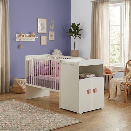 Lit bébé combiné évolutif - basic Blanc/gris+Blanc/rose 5 - vertbaudet enfant 