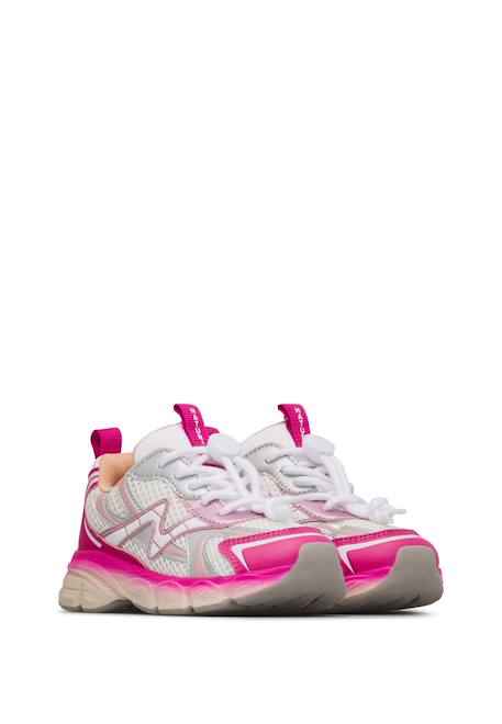 Baskets en cuir et tissu wave. Fuchsia-blanc-rose 2 - vertbaudet enfant 