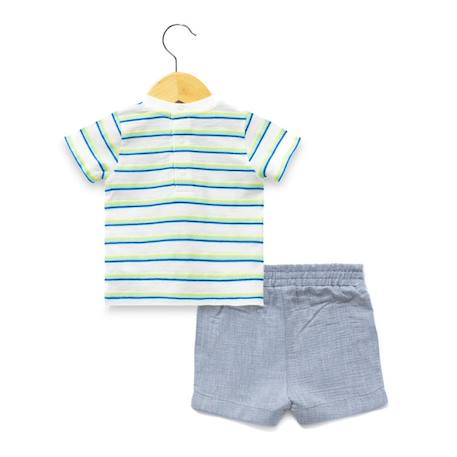 Ensemble short + haut 100% coton bébé garçon Fond blanc casse raye multicol 5 - vertbaudet enfant 