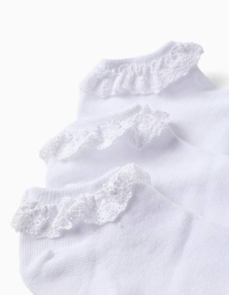 Lot de 3 paires de socquettes avec détail en dentelle Blanc 2 - vertbaudet enfant 