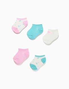 -5 paires de socquettes unies/florales