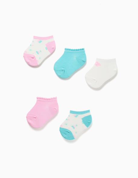 Bébé-Chaussettes, Collants-5 paires de socquettes unies/florales
