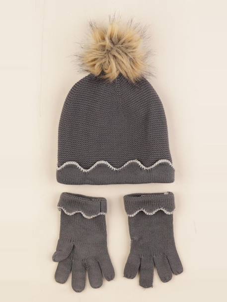Ensemble bonnet/gants - 4/6 ans Taupe, argent 1 - vertbaudet enfant 