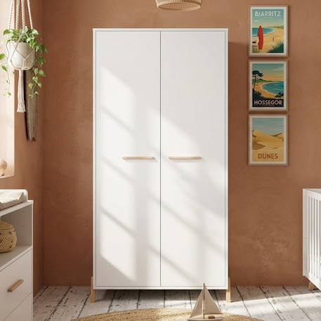 Armoire bébé 2 portes sur pieds en bois - joy Blanc/marron 1 - vertbaudet enfant 
