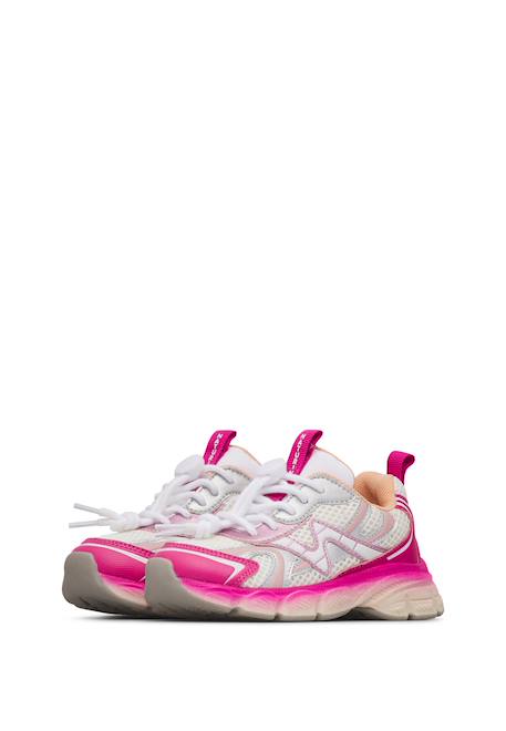 Baskets en cuir et tissu wave. Fuchsia-blanc-rose 5 - vertbaudet enfant 
