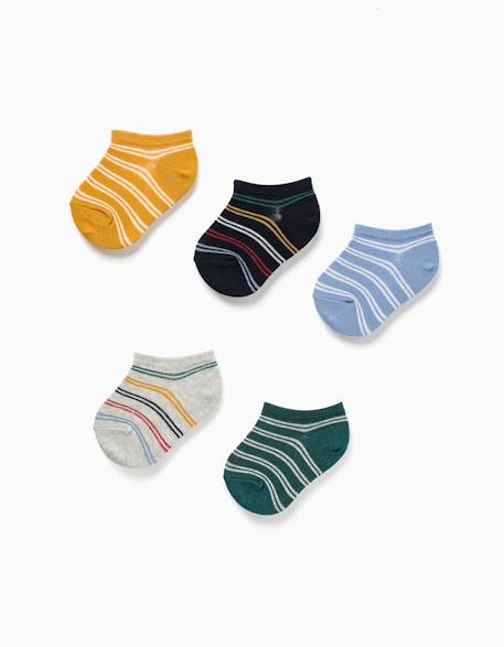Bébé-Chaussettes, Collants-5 paires de socquettes à rayures contrastées