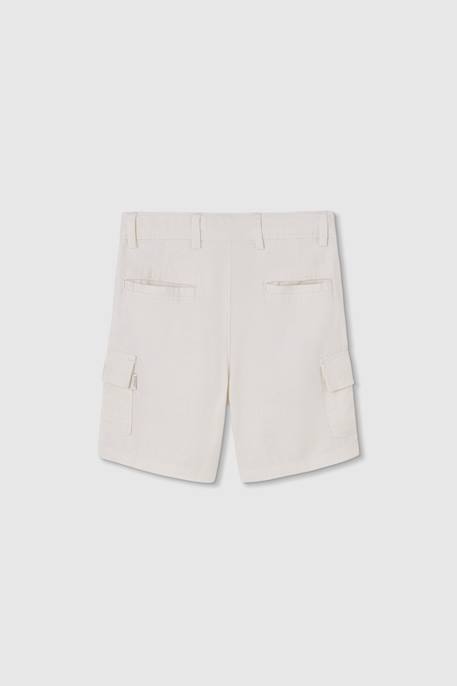Bermuda garçon en lin Blanc 2 - vertbaudet enfant 
