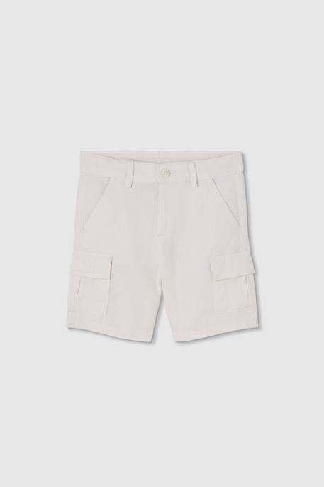 Bermuda garçon en lin Blanc 1 - vertbaudet enfant 