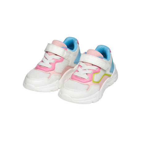 Baskets basses  à scratch Blanc   rose+Salmon   blanc 3 - vertbaudet enfant 