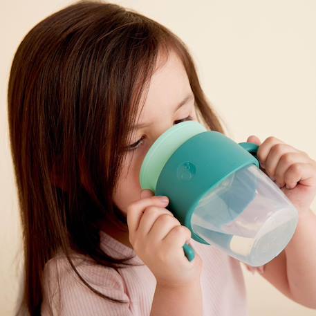 Tasse bébé 360 gobelet d'apprentissage anti-fuite Rose+Vert paon+Violet 8 - vertbaudet enfant 