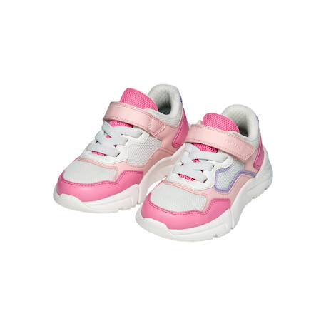 Baskets basses  à scratch Blanc   rose+Salmon   blanc 9 - vertbaudet enfant 
