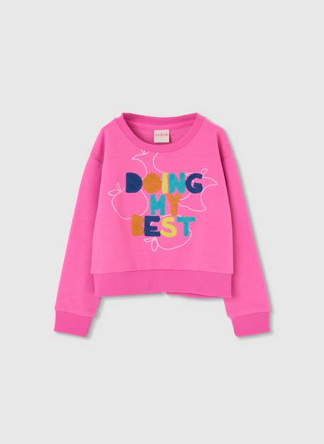 Pull fille en coton imprimé Rose 1 - vertbaudet enfant 