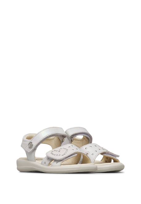 Sandales en cuir avec des strass saphia Blanc- 2 - vertbaudet enfant 