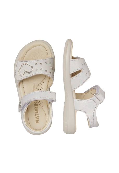 Sandales en cuir avec des strass saphia Blanc- 4 - vertbaudet enfant 
