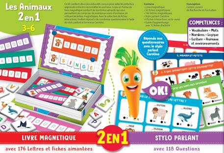 Carotina stylo parlant et jouets magnétiques 2 en 1 - Les animaux MULTICOLORE 3 - vertbaudet enfant 