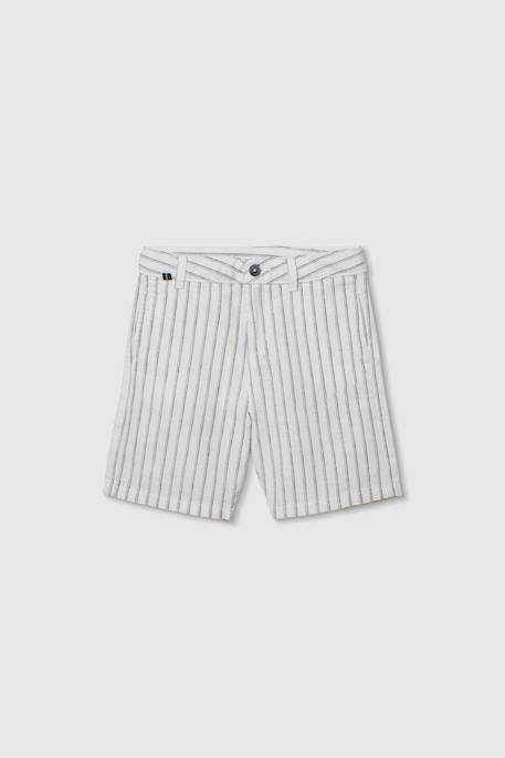 Garçon-Short-Bermuda garçon en lin rayé