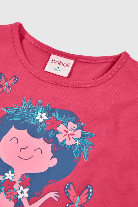 T-shirt fille coton  avec imprimé Rose 3 - vertbaudet enfant 