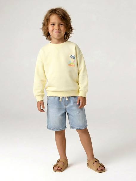Sweat col rond manches longues jaune pâle+mangue+vert d'eau 7 - vertbaudet enfant 
