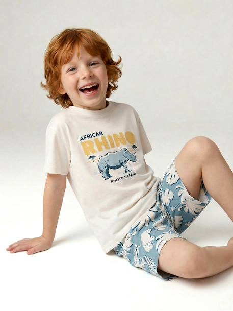 Ensemble t-shirt short garçon coton écru 2 - vertbaudet enfant 