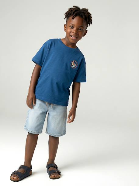 T-shirt garçon motifs devant et dos anthracite+blanc+bleu ciel+bleu océan 30 - vertbaudet enfant 