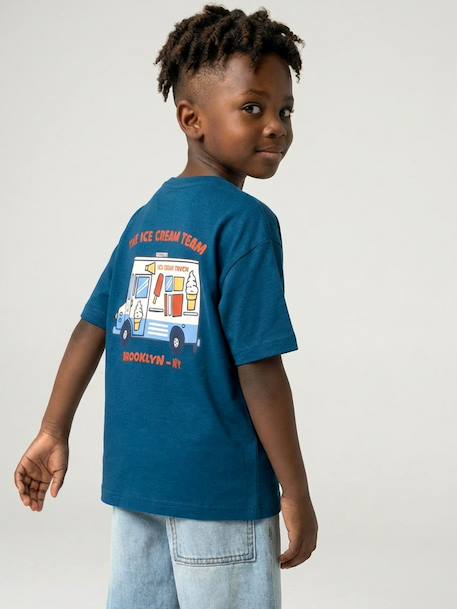 T-shirt garçon motifs devant et dos anthracite+blanc+bleu ciel+bleu océan 23 - vertbaudet enfant 