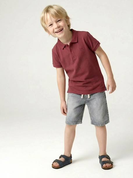 Polo garçon manches courtes broderie poitrine blanc+bleu+jaune pâle+kaki clair+MARINE+terracotta 23 - vertbaudet enfant 