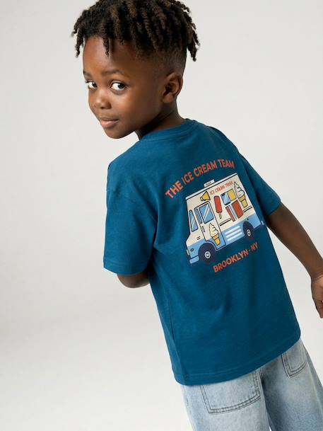 T-shirt garçon motifs devant et dos anthracite+blanc+bleu ciel+bleu océan 24 - vertbaudet enfant 