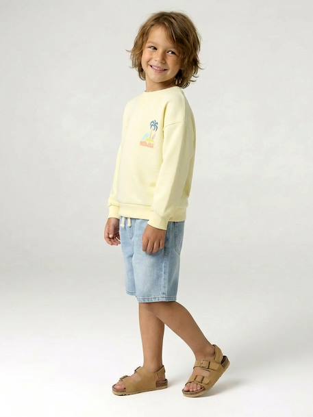 Sweat col rond manches longues jaune pâle+mangue+vert d'eau 8 - vertbaudet enfant 