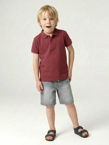 Polo garçon manches courtes broderie poitrine blanc+bleu+jaune pâle+kaki clair+MARINE+terracotta 22 - vertbaudet enfant 