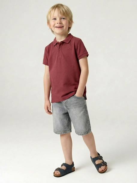 Polo garçon manches courtes broderie poitrine blanc+bleu+jaune pâle+kaki clair+MARINE+terracotta 24 - vertbaudet enfant 