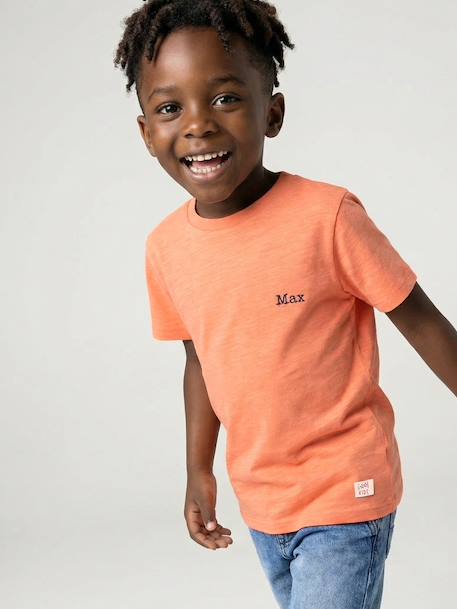 T-shirt garçon personnalisable manches courtes aubergine+blanc+BLEU+jaune pâle+mangue+sauge 26 - vertbaudet enfant 