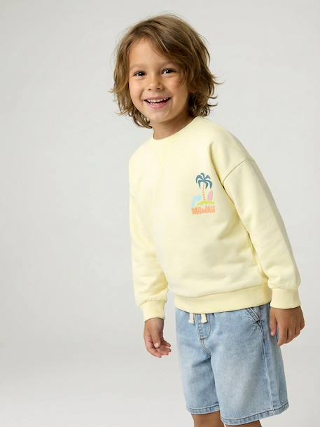 Sweat col rond manches longues jaune pâle+mangue+vert d'eau 1 - vertbaudet enfant 