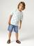 T-shirt manches courtes blanc+vert d'eau 11 - vertbaudet enfant 