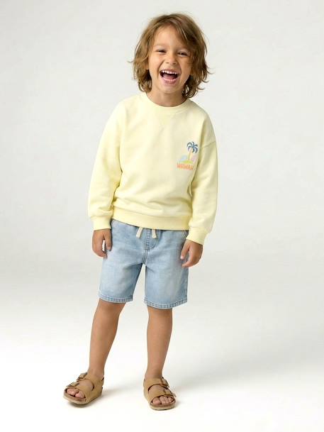 Sweat col rond manches longues jaune pâle+mangue+vert d'eau 6 - vertbaudet enfant 