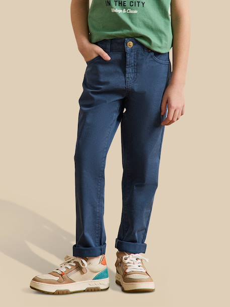 Pantalon 5 poches garçon Denim bleu+Kaki+Marine clair+Toffee 8 - vertbaudet enfant 