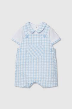 -Ensemble  polo et salopette à carreaux