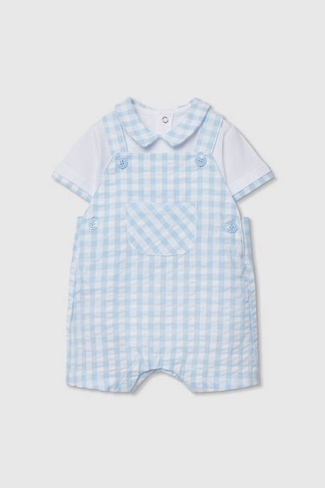 Bébé-Ensemble-Ensemble  polo et salopette à carreaux
