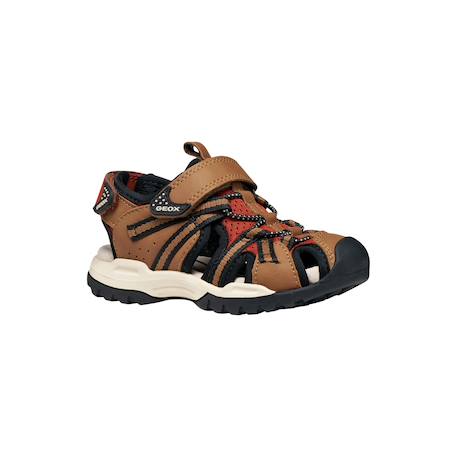 Sandales en cuir à scratch Denim   noir+Denim gris+Marine orange+Marron clair   rust 23 - vertbaudet enfant 
