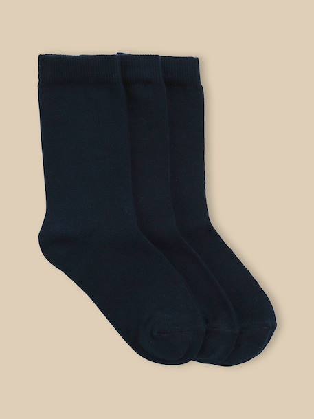 Chaussettes unies par lot de 3 garçon Bleu fonce uni 1 - vertbaudet enfant 