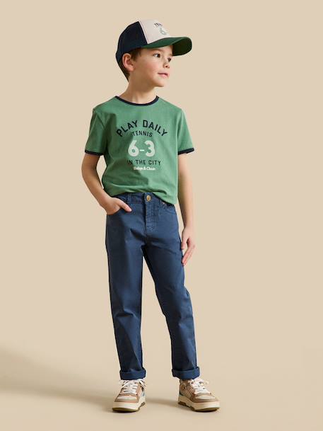 Pantalon 5 poches garçon Denim bleu+Kaki+Marine clair+Toffee 12 - vertbaudet enfant 