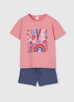 Ensemble fille en rose et bleu  - vertbaudet enfant